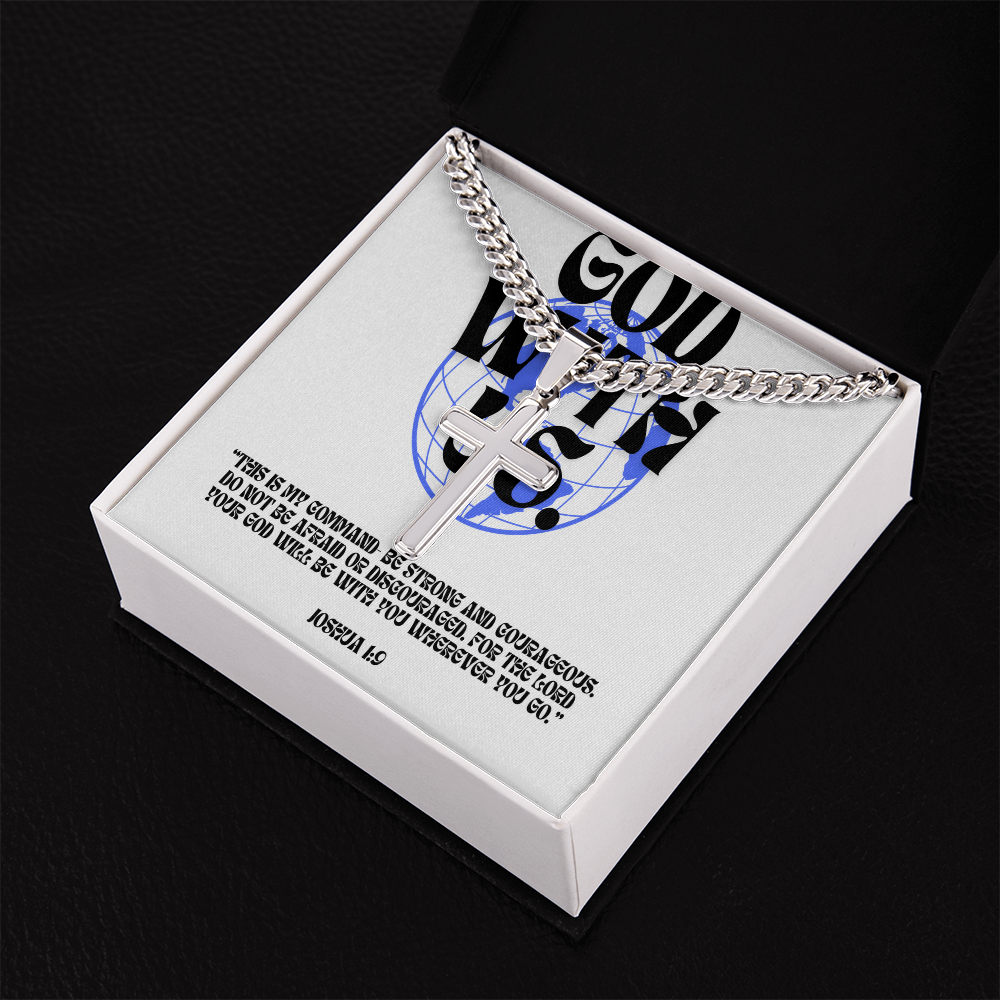 GOD WITH US - Cuban Link Chain Cross Necklace