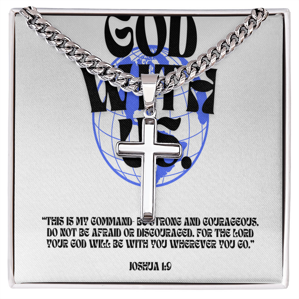 GOD WITH US - Cuban Link Chain Cross Necklace