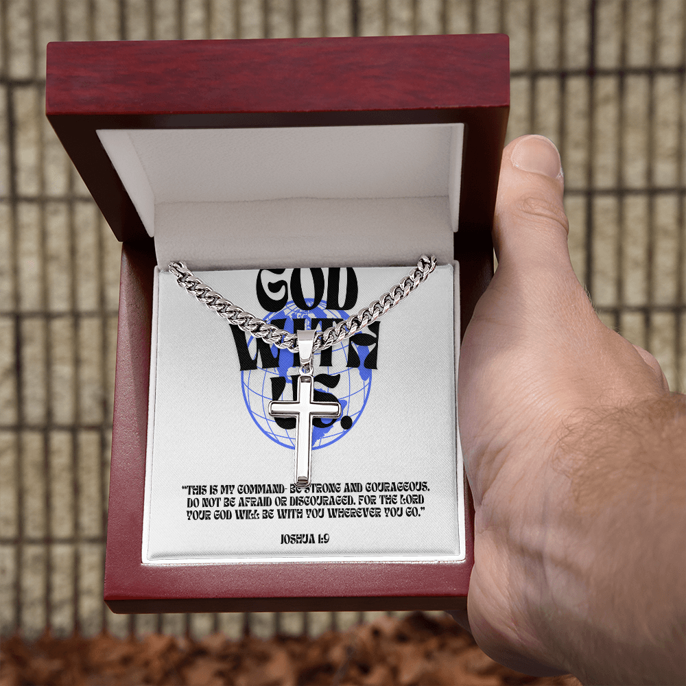 GOD WITH US - Cuban Link Chain Cross Necklace