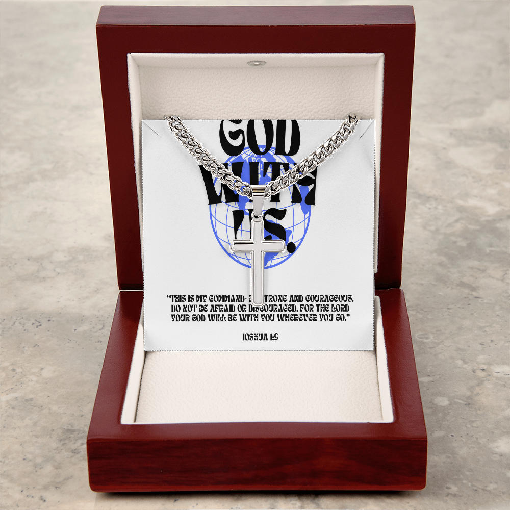 GOD WITH US - Cuban Link Chain Cross Necklace