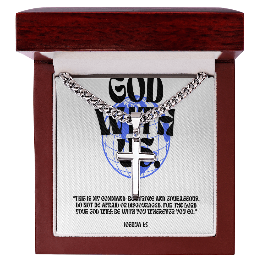 GOD WITH US - Cuban Link Chain Cross Necklace