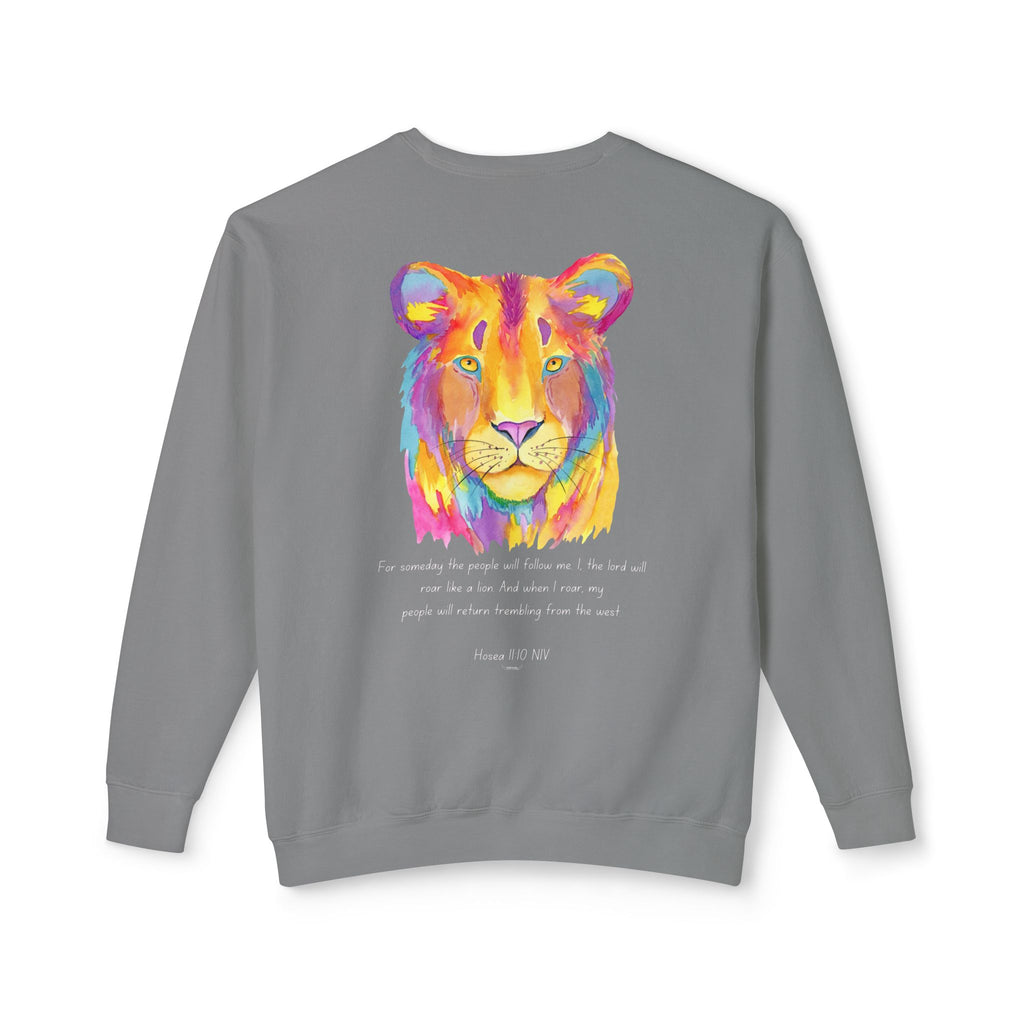 Vibrant Lion Unisex Lightweight Crewneck Sweatshirt - Colorful Animal Art