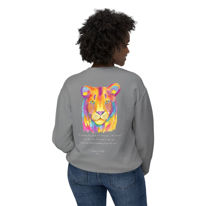 Vibrant Lion Unisex Lightweight Crewneck Sweatshirt - Colorful Animal Art