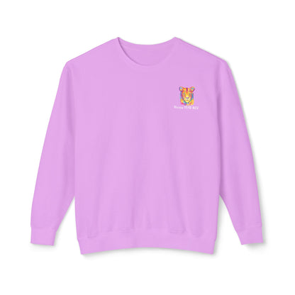 Vibrant Lion Unisex Lightweight Crewneck Sweatshirt - Colorful Animal Art