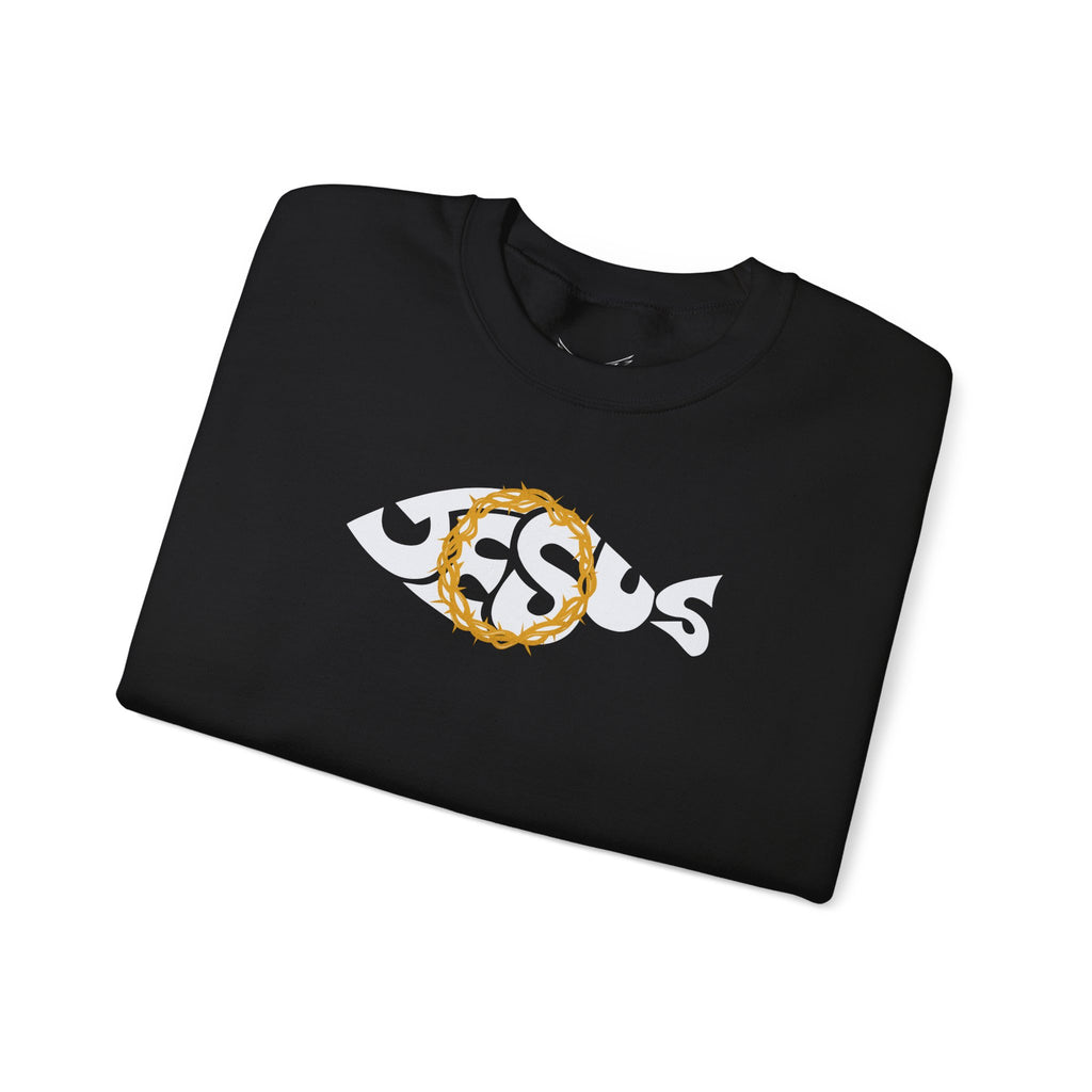 Jesus Fish - Cozy Crew neck Sweatshirt