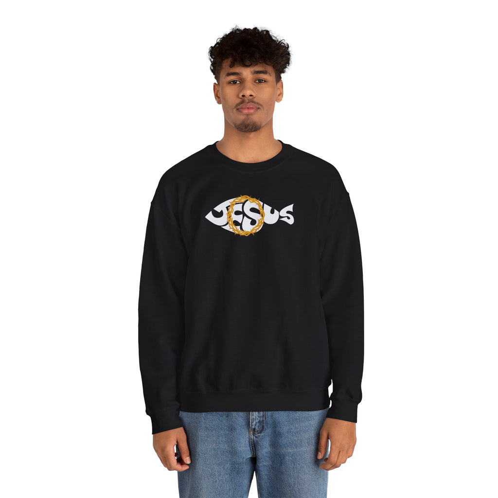 Jesus Fish - Cozy Crew neck Sweatshirt