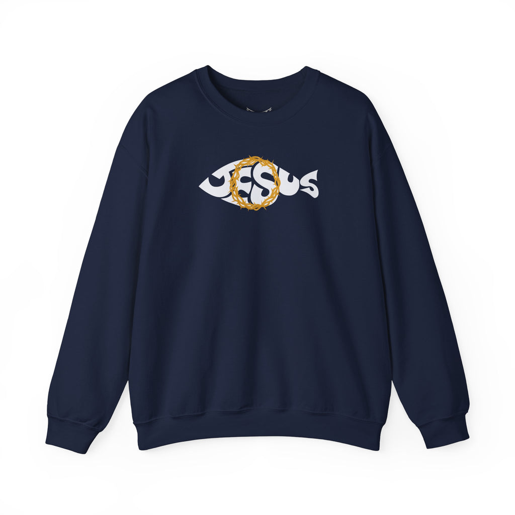 Jesus Fish - Cozy Crew neck Sweatshirt