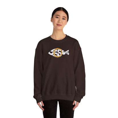 Jesus Fish - Cozy Crew neck Sweatshirt