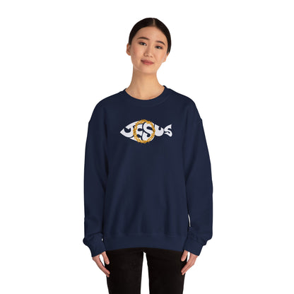 Jesus Fish - Cozy Crew neck Sweatshirt