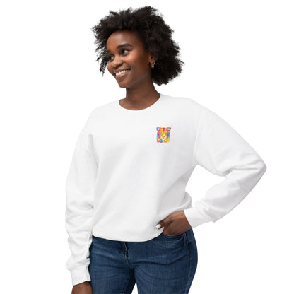 Vibrant Lion Unisex Lightweight Crewneck Sweatshirt - Colorful Animal Art