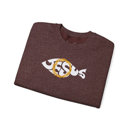 Jesus Fish - Cozy Crew neck Sweatshirt