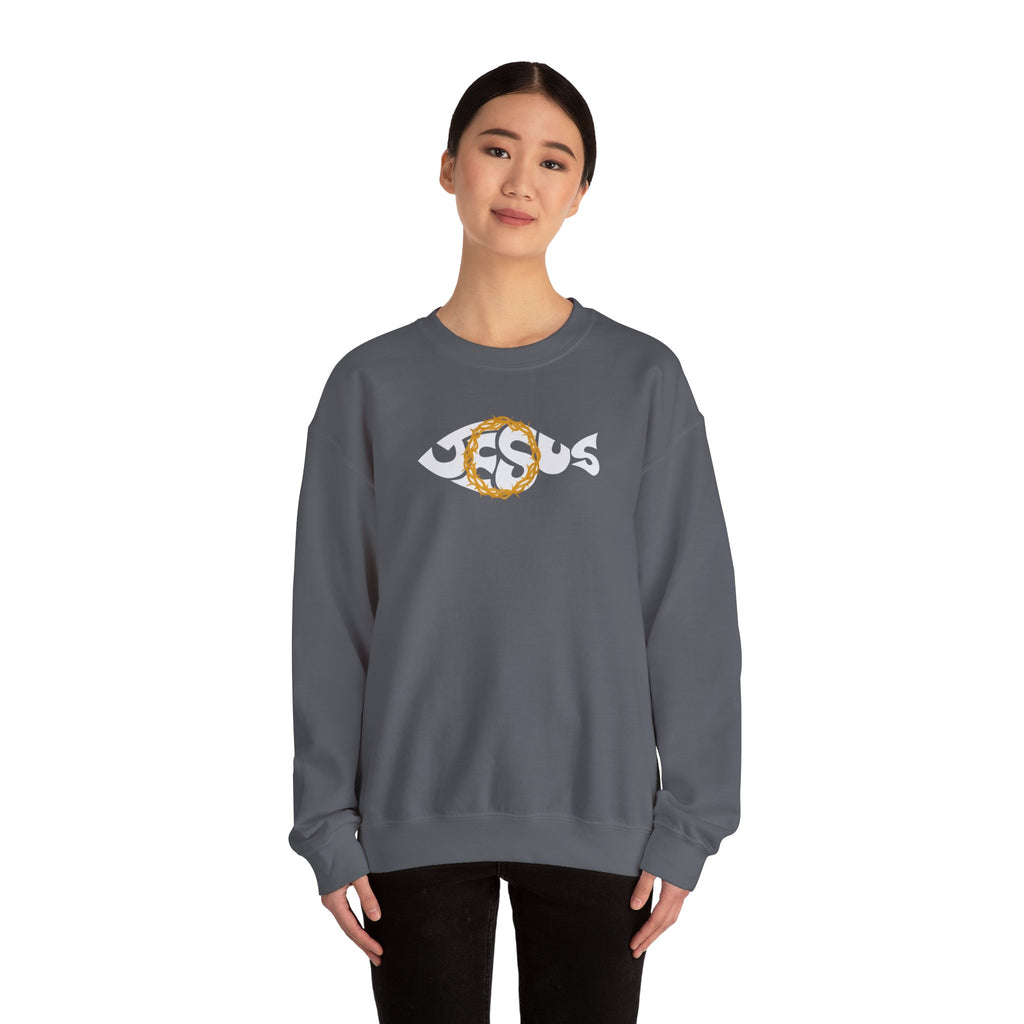 Jesus Fish - Cozy Crew neck Sweatshirt