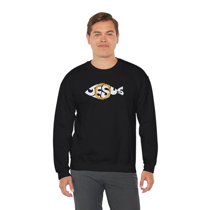 Jesus Fish - Cozy Crew neck Sweatshirt