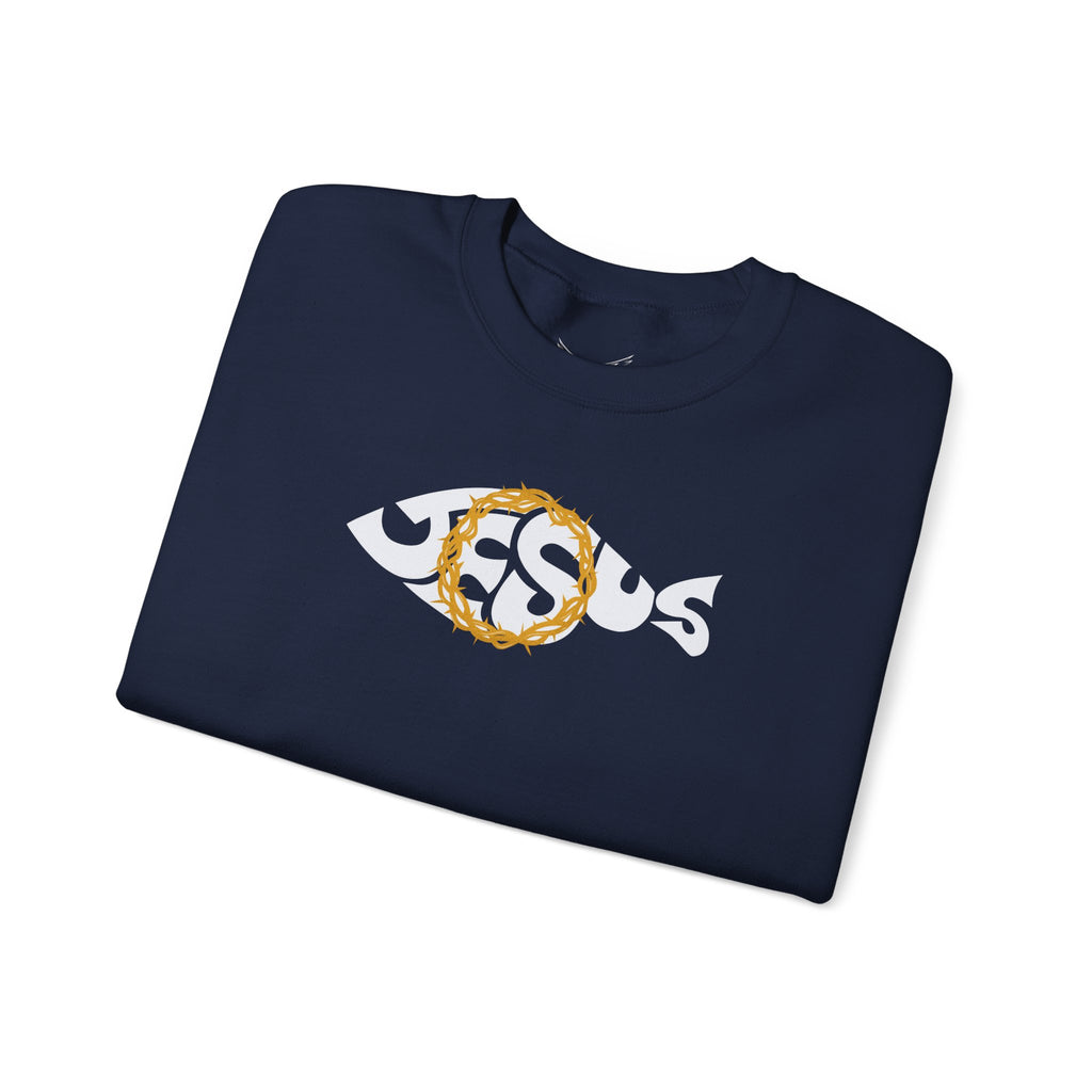 Jesus Fish - Cozy Crew neck Sweatshirt