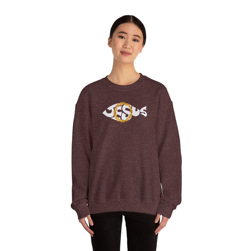 Jesus Fish - Cozy Crew neck Sweatshirt