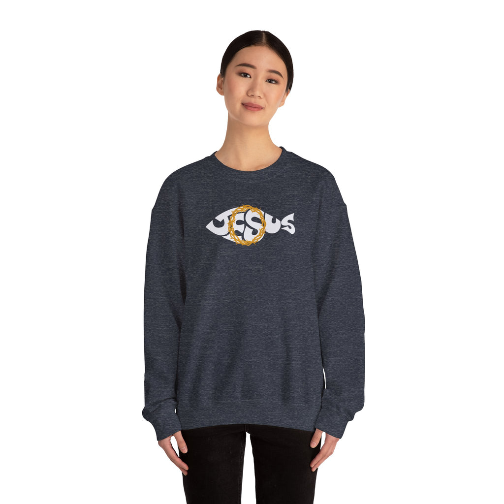 Jesus Fish - Cozy Crew neck Sweatshirt