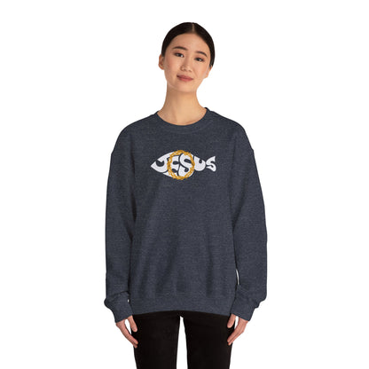 Jesus Fish - Cozy Crew neck Sweatshirt
