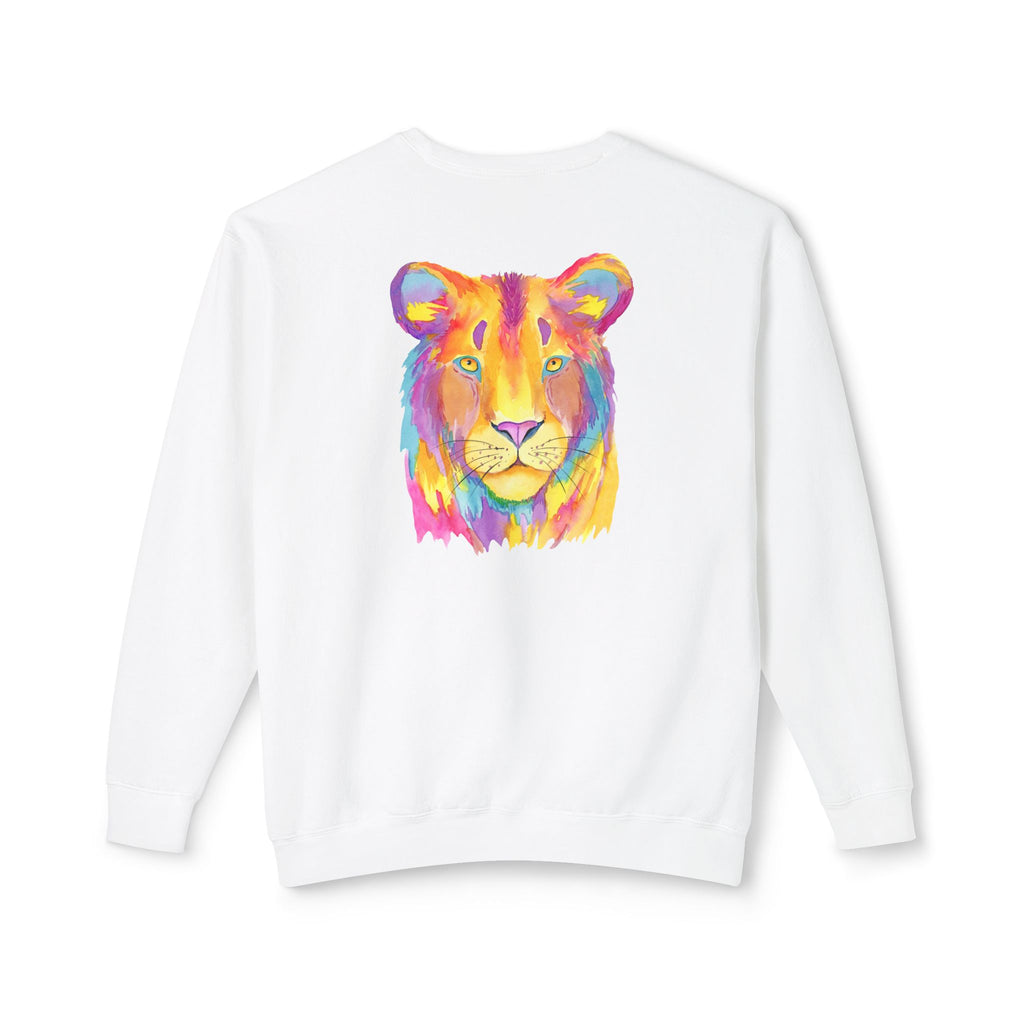 Vibrant Lion Unisex Lightweight Crewneck Sweatshirt - Colorful Animal Art