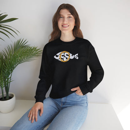 Jesus Fish - Cozy Crew neck Sweatshirt